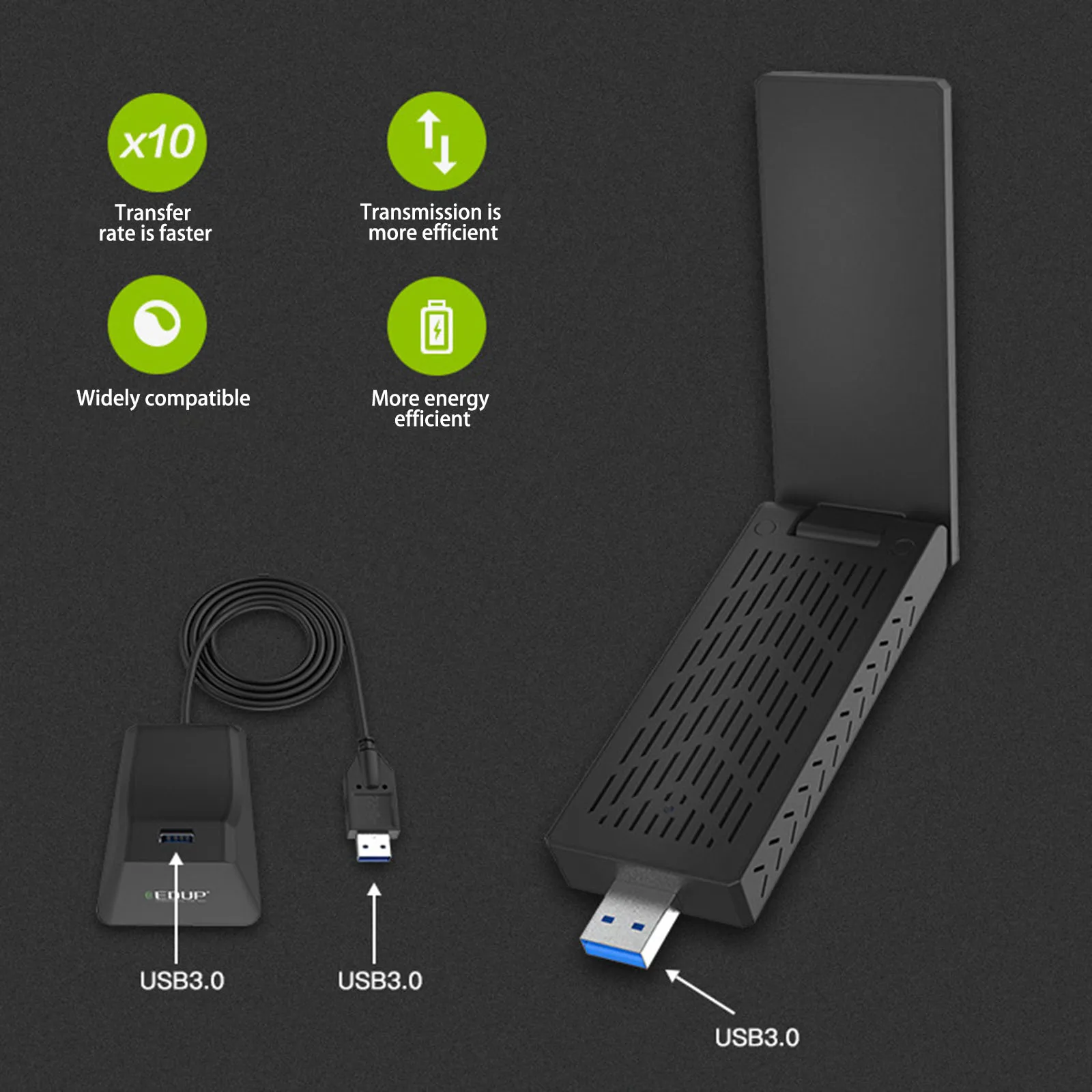 

Antenna Booster Brand WIFI Receiver Built-In New 11AC WIFI Dongle 1900Mbps USB 3.0 WIFI Adapter 2.4Ghz/5Ghz Dual Band Long Range