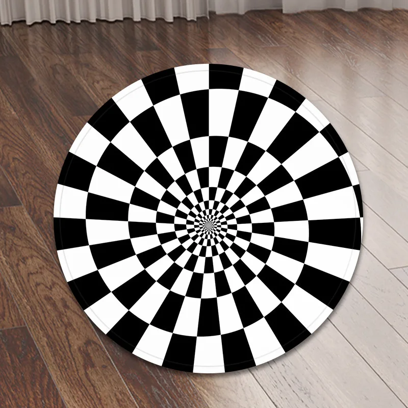 3D белый черный ковер коврик для стула фланелевый нескользящий декоративный