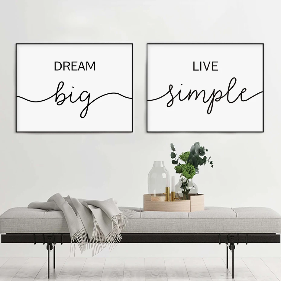 Минималистичная мечта большая живая простая Цитата картины на холсте