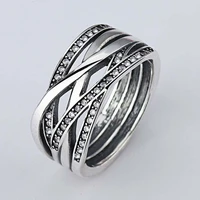 hot original openwork eternity entwined crystal rings for women 925 sterling silver ring wedding party gift fine jewelry