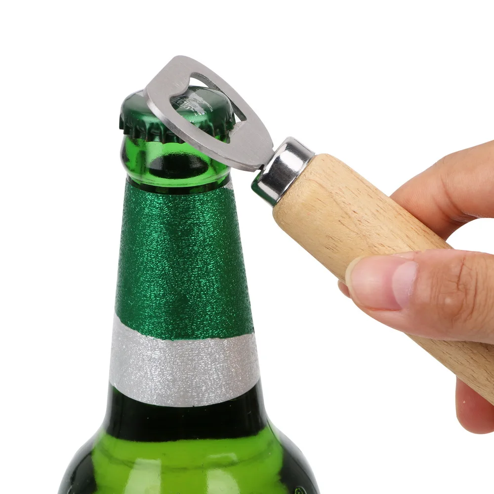 Classical Style For Home Bar Restaurant Wood Handle Stainless Steel Soda Beer Bottle Opener Glass Cap | Дом и сад