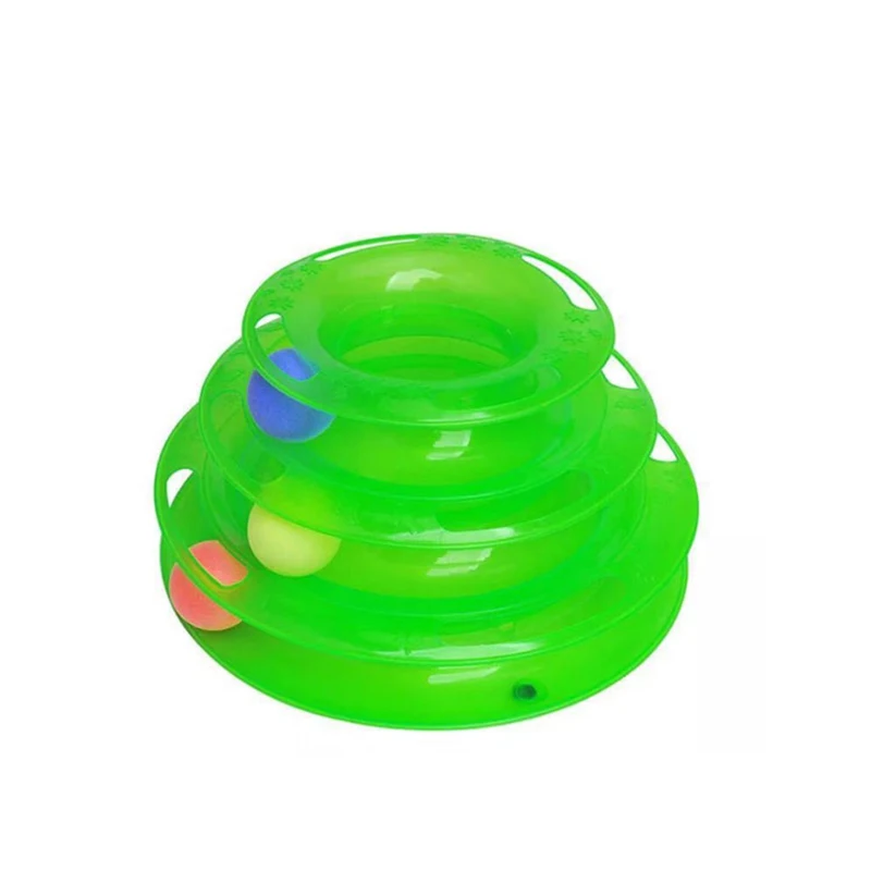 Забавная игрушка для кошек игрушки интеллект тройной игровой диск шарики