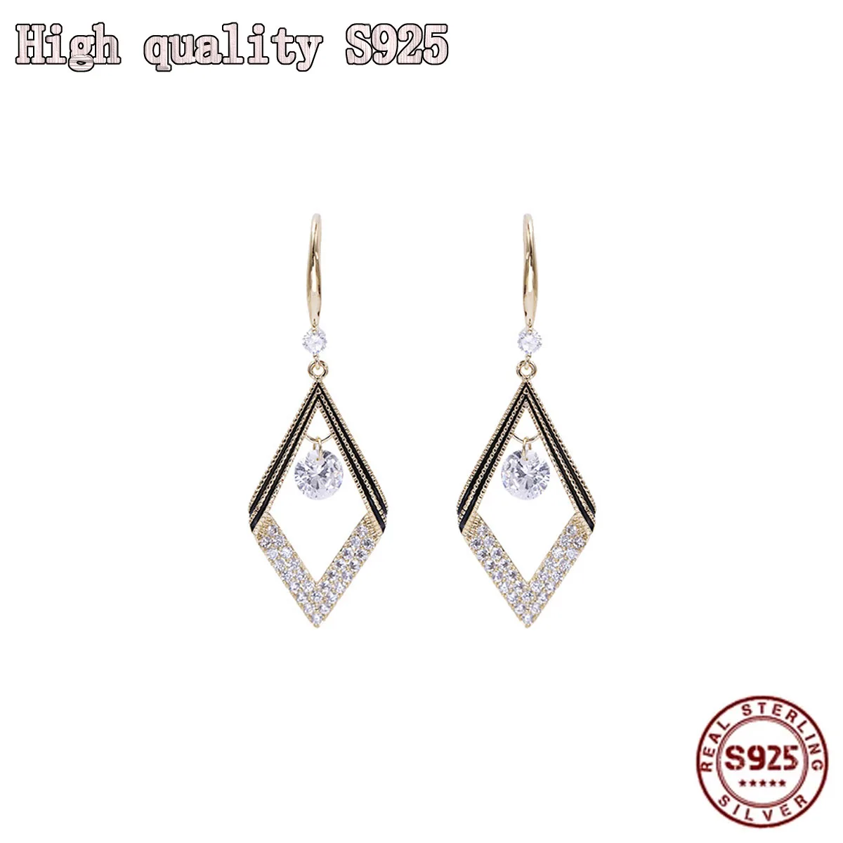 

High Quality 2021 New Temperament Fashion Ear Hook Retro Crystal Lady Earrings Hollow Diamond Lady Earrings Wholesale