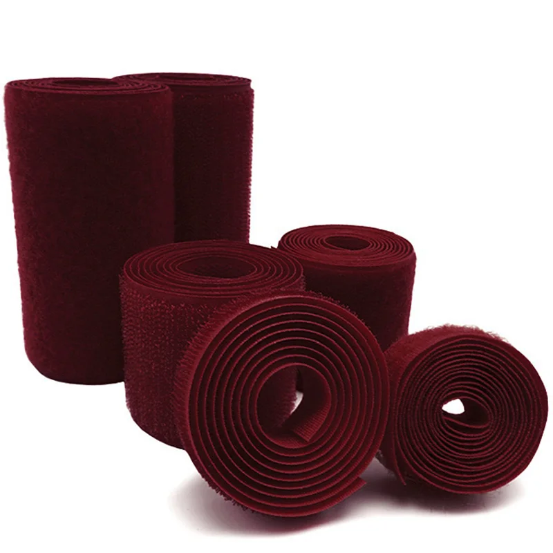 Винно-красные велюровые застежки-липучки шириной 10 см без клея застежка-липучка