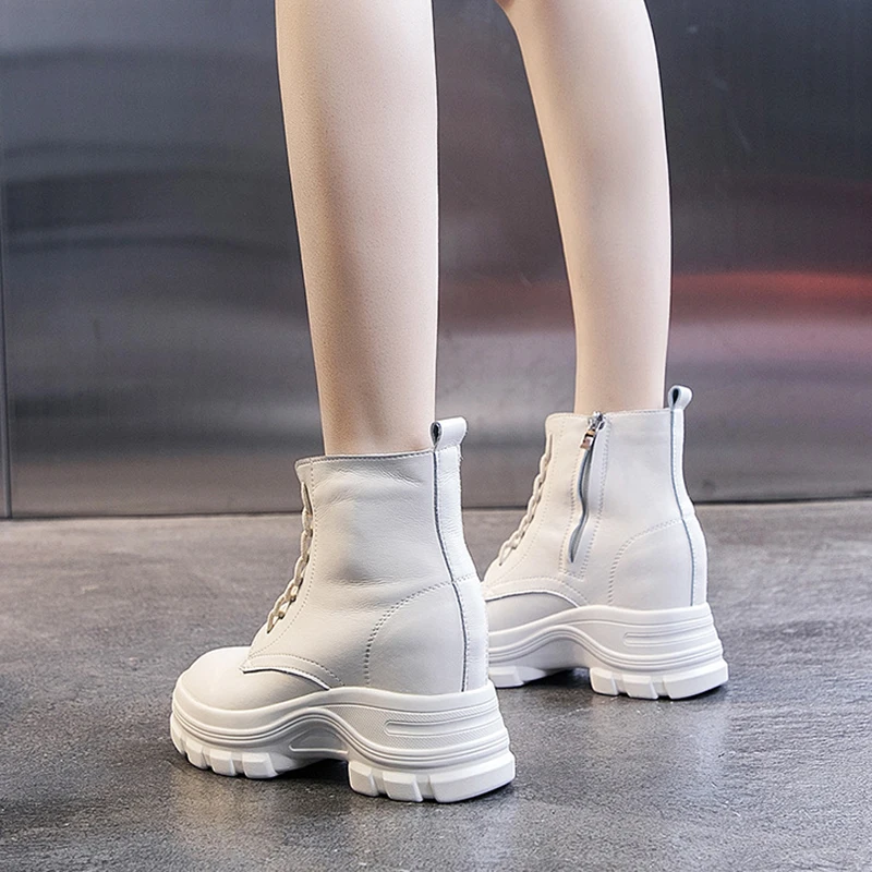 Женские ботильоны из натуральной кожи Сезон осень-зима ботинки на скрытом