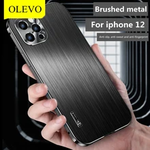 New For iphone 12 Case Metal All-Inclusive Mobile Phone Case Brushed Anti-Drop And Dirt-Resistant Mobile Phone Protective Cover