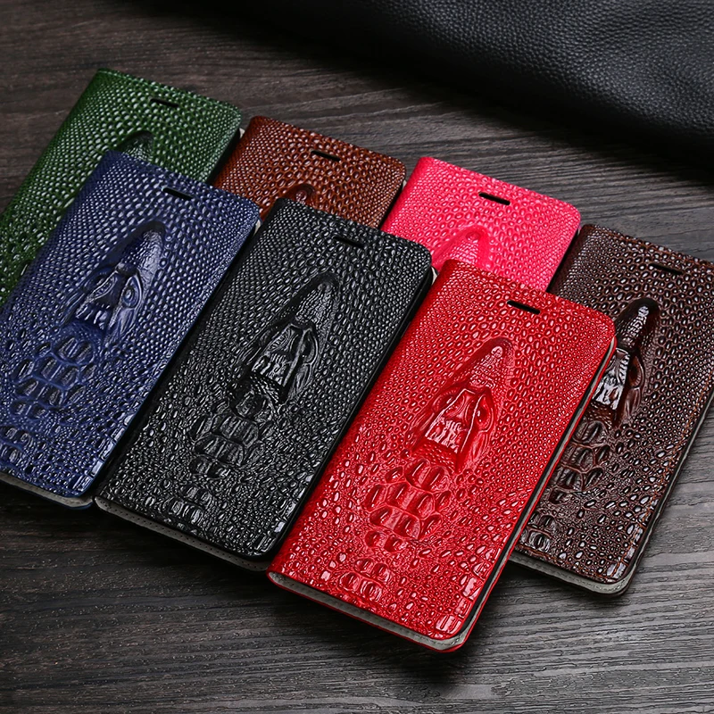 

Genuine Leather Flip Phone Case For Oneplus 8 7 7T Pro 6 6T 5 5T 3 3T Magnetic Cover Cowhide Dragon Head Texture Wallet Bag