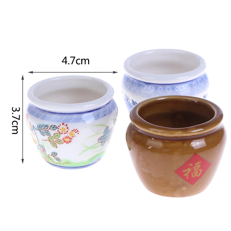 

1:12 Dollhouse Mini Ceramics Rice Tank Transparent Aquarium Dollhouse Home Ornaments Doll Toy Gift Pretend Play Kids Toys