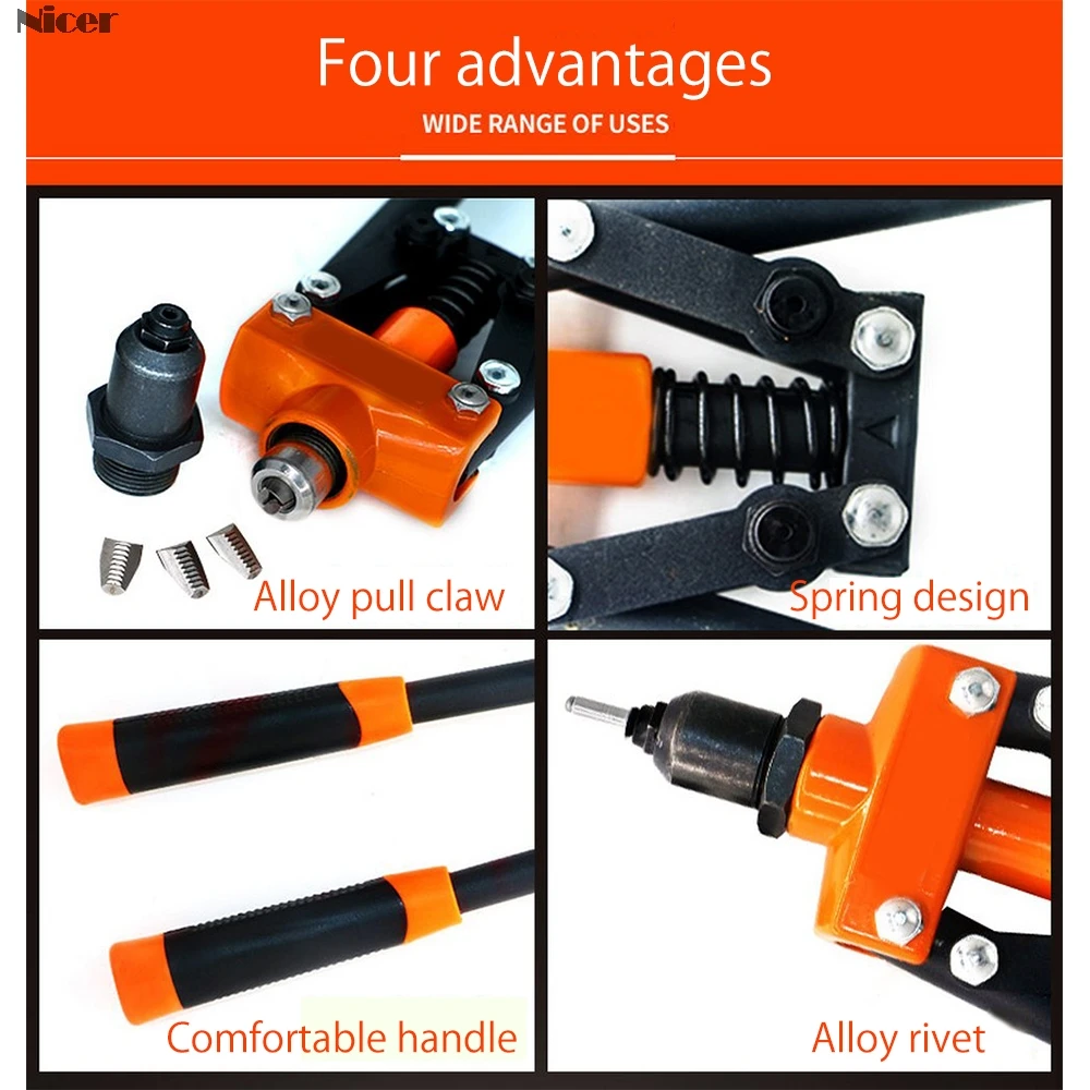 Riveter Gun Auto Rivet Tool Blind Nut Heavy Hand INSER NUT Manual Mandrels M3.2 M4 M5 | Инструменты