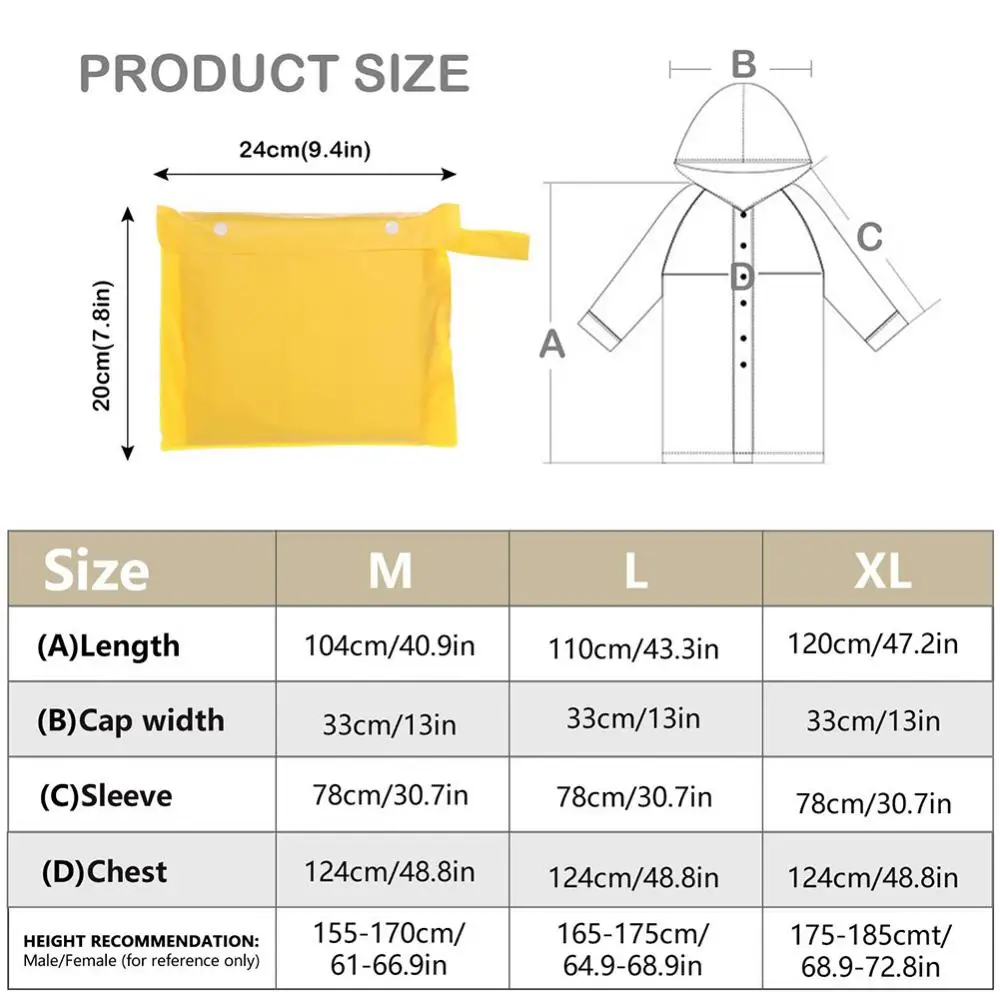 

70% Hot Sell Unisex Outdoor Waterproof Thicken Hooded Reusable Raincoat Rain Poncho Rainwear