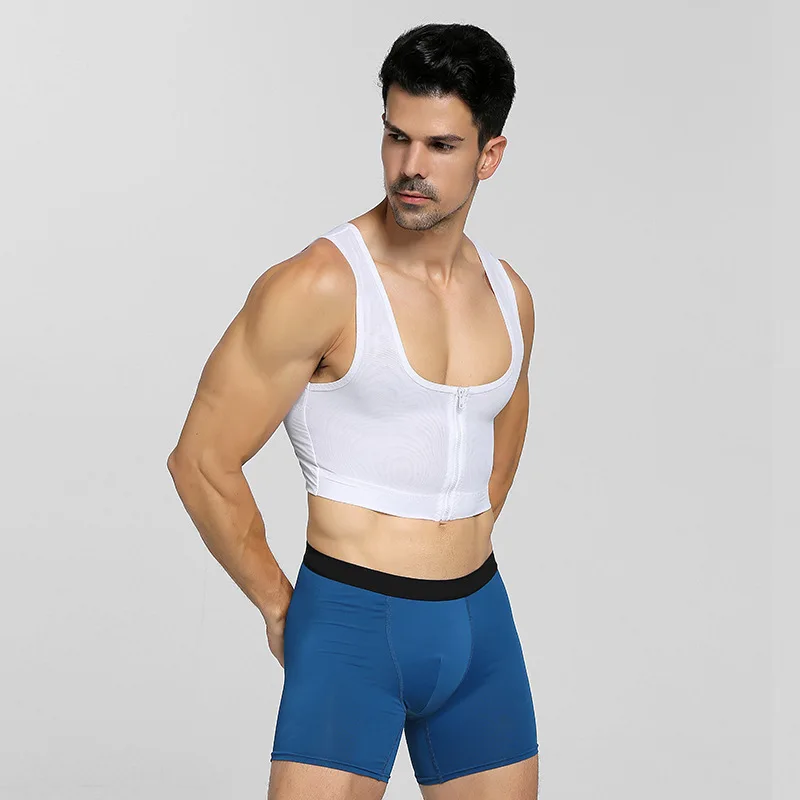 White 3 IYUNYI, Мужская корректирующая одежда, жилет, мужской контроль груди, корректирующий жилет, топы, сексуальные мужские корректоры осанки, компрессионная рубашка, корсет, фитнес-жилет - Цвет: White 3