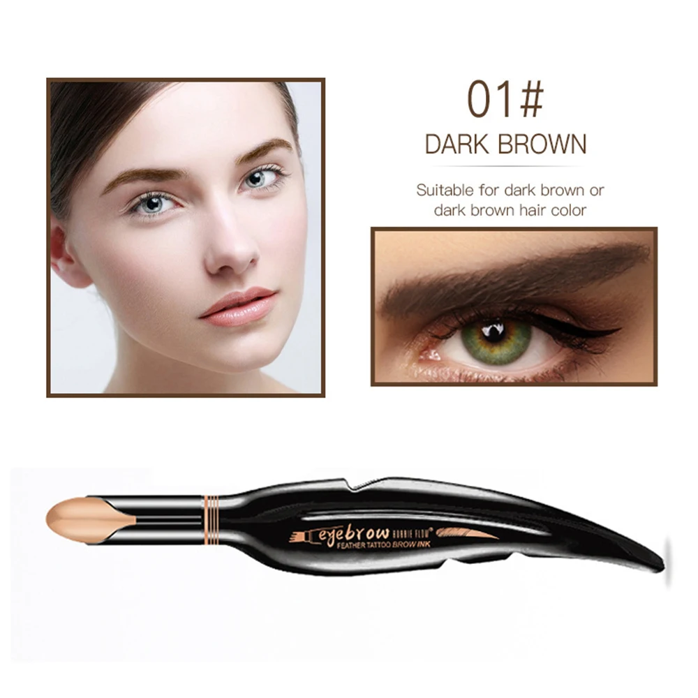 A-Dark Brown 4D водонепроницаемый влагостойкий гель для бровей мгновенное волокно для бровей с кисточкой для бровей Профессиональный инструмент для наращивания макияжа глаз - Цвет: A-Dark Brown