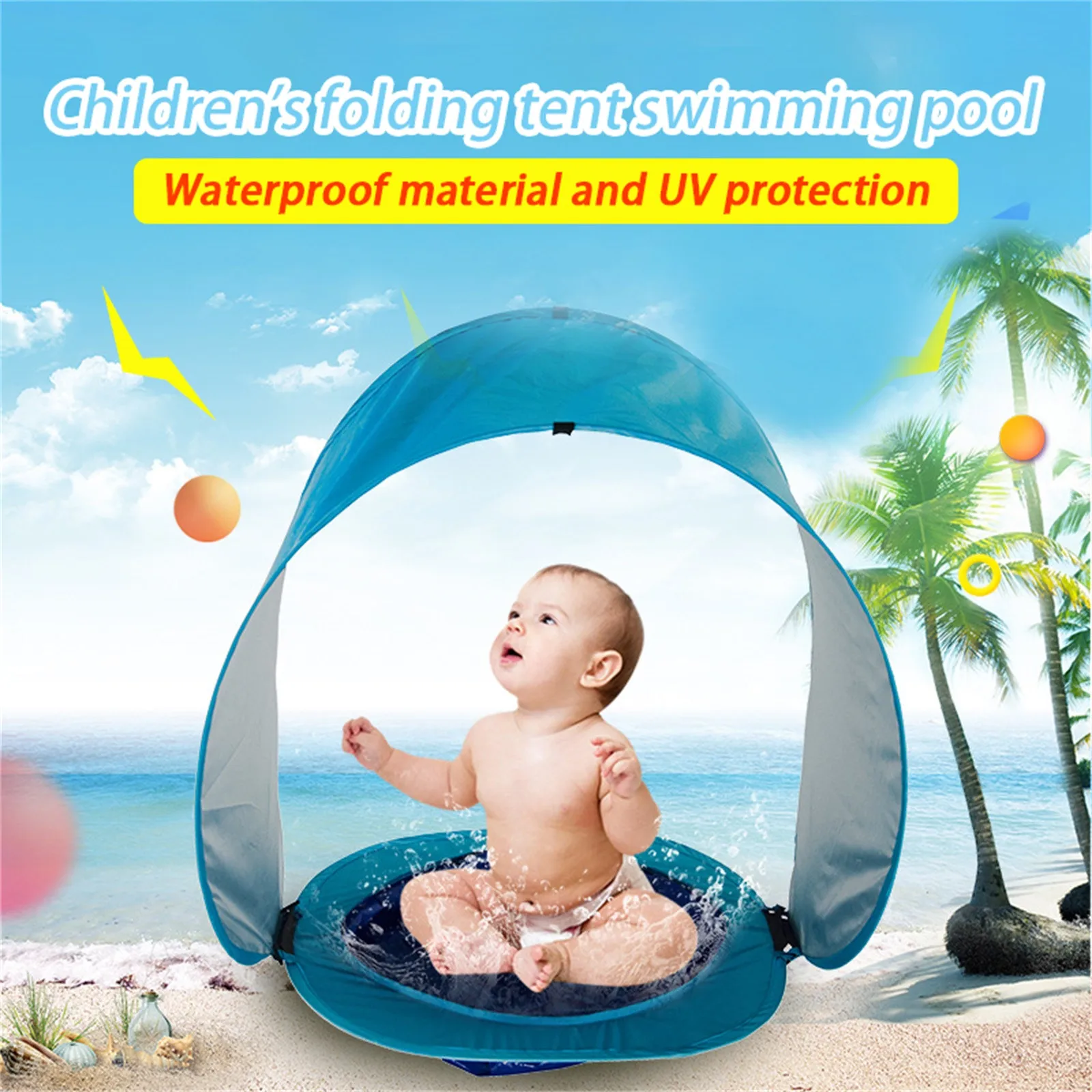 

New Baby Beach Tent With Water Pool Upgrade Easy Fold Up Pop Up Baby Tent Portable Outdoor Camping Sunshade Beach Tent