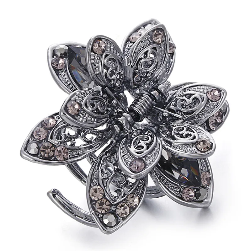 

Women Gorgeous Rhinestones Small Flower Hair Claw Clips Metal Crystals Hairpins Hair Accessories for Girl Headdress Ornament