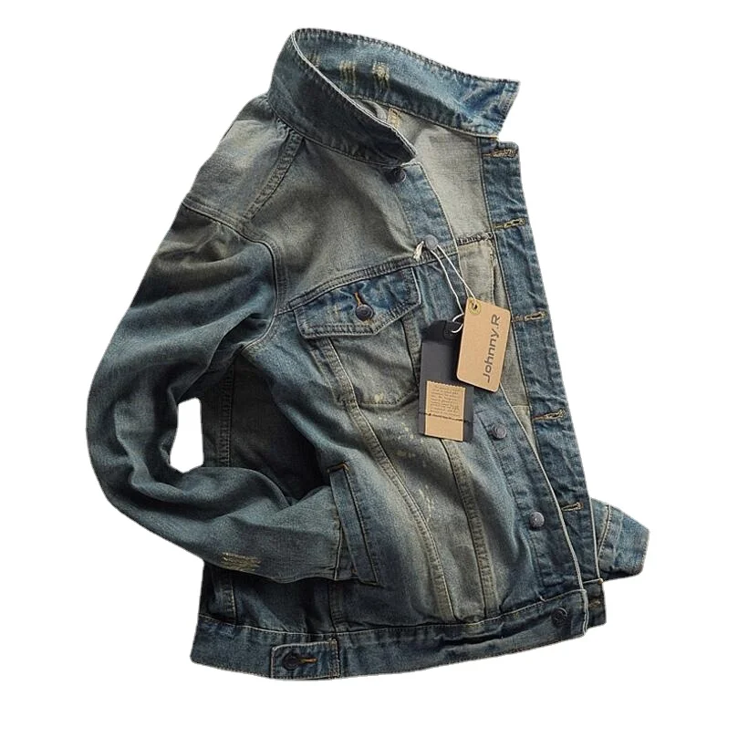 Мужская джинсовая куртка синяя приталенная ВИНТАЖНАЯ ДЖИНСОВАЯ КУРТКА