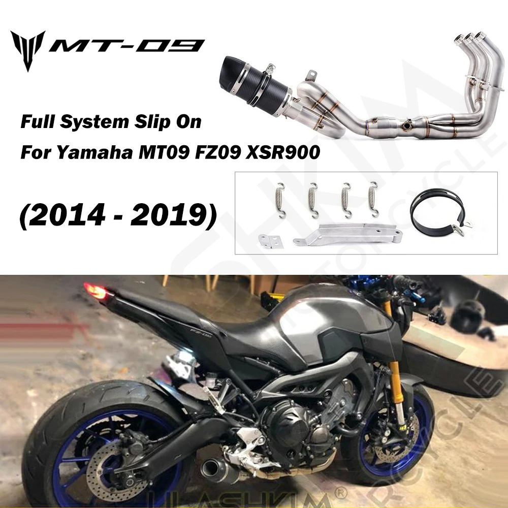 

MT09 FZ09 мотоцикл глушитель из углеродного волокна контактная труба выхлопная полная система для yamaha FZ-09 MT-09 MT 09 2014-2019