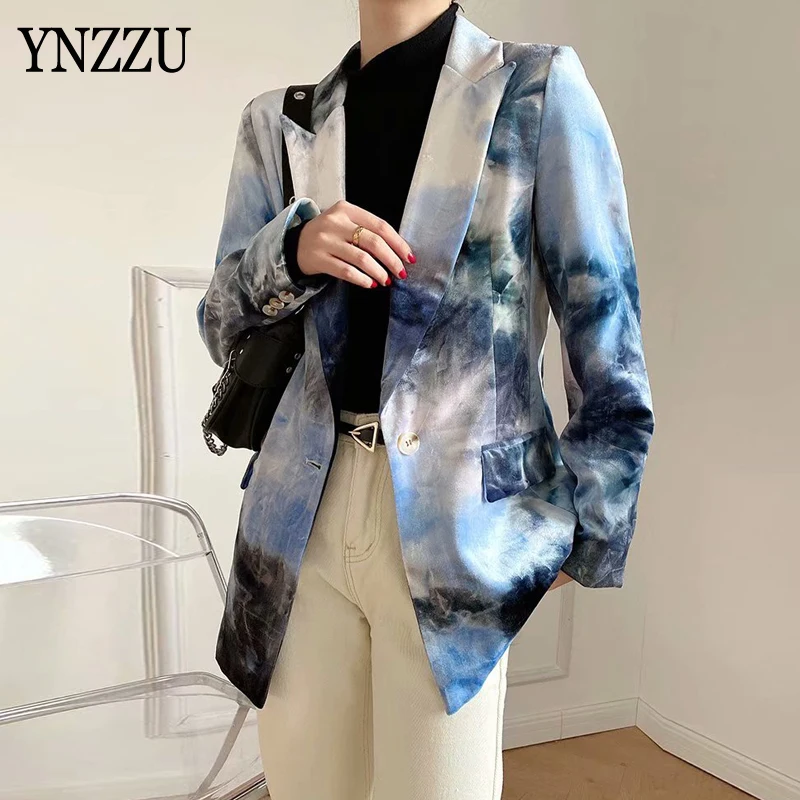 

Print Blazer Women 2021 Spring Fashion Single Breasted Jacket Coat Jacket Long Sleeve Female Outerwear Autumn Loose YNZZU 9O318