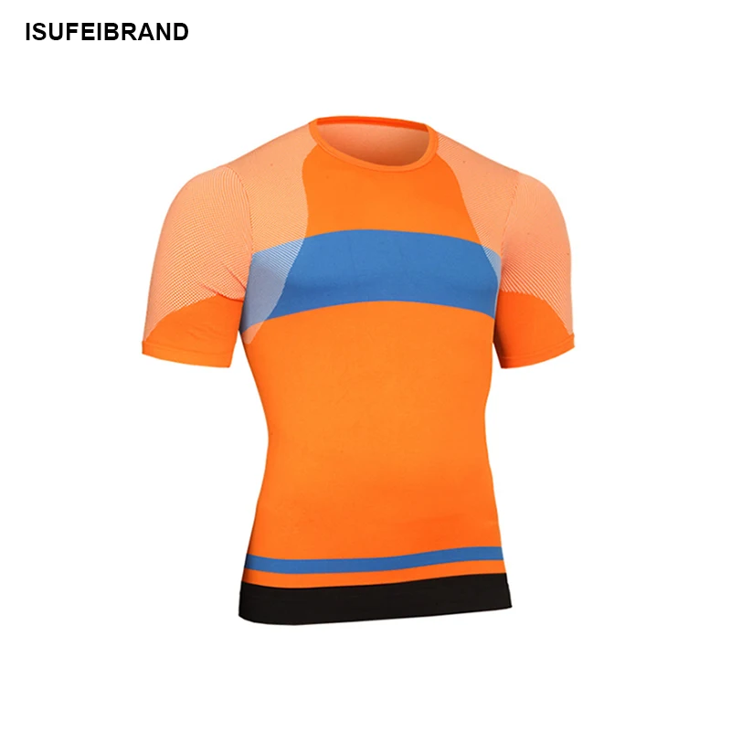 

RTS16 Men Newest Fitness Short Sleeve Running Sports T Shirt Quick Dry Muscle Bodybuilding Gym Compression Tights Shirt