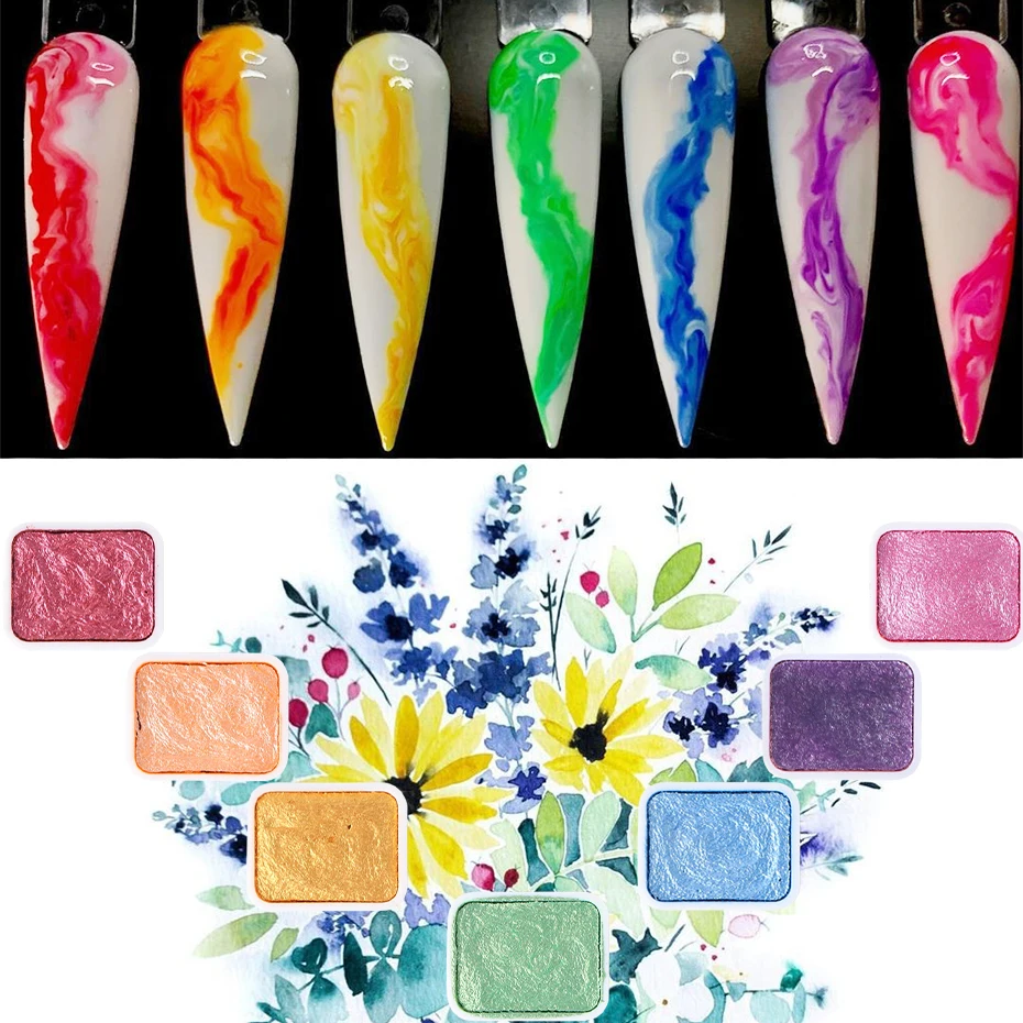 18Box Акварельные капли Набор пигментов для ногтей Палитра акварельных красок Solid