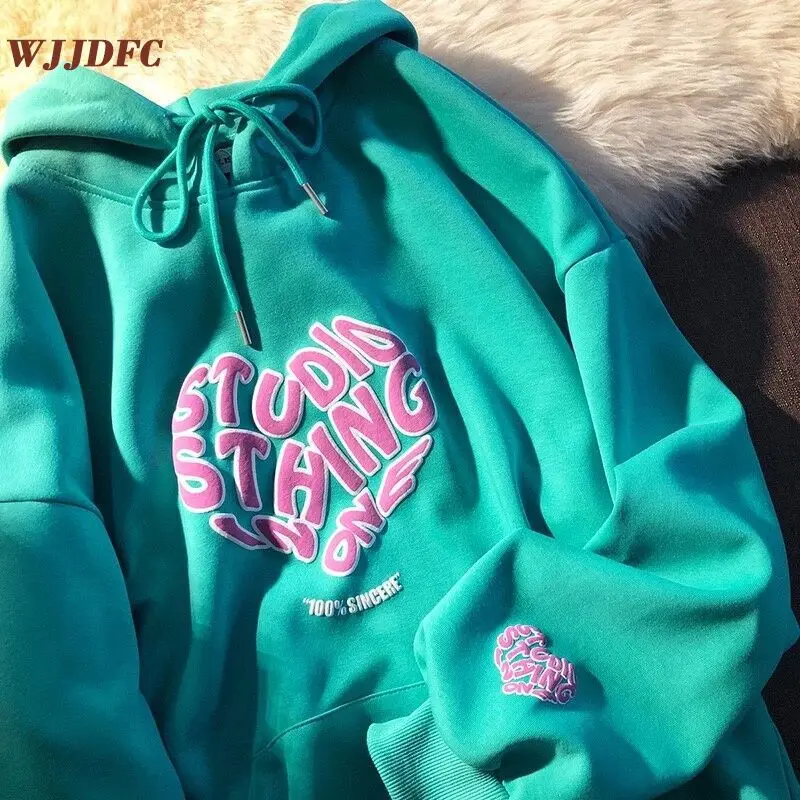 

WJJDFC New Letter Print Hoodies Women 2021 Aesthetic Harajuku Hooded Vintage Sweatshirt Oversized Hoodies Loose Streetwear bts