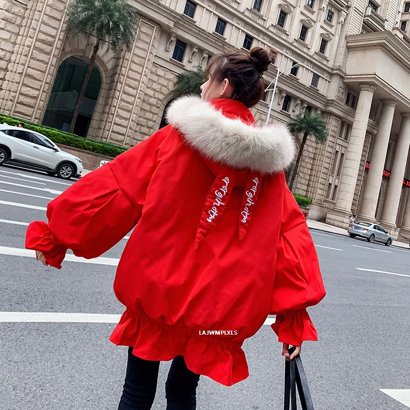 Женская зимняя куртка с капюшоном длинная однотонная Свободная большого размера