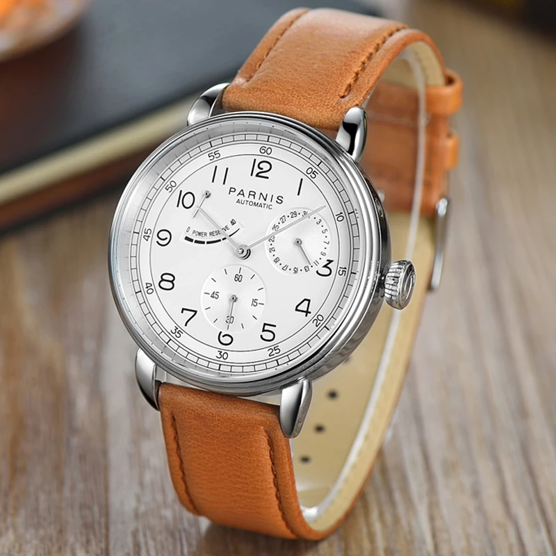 Мужские автоматические механические часы PARNIS 41 5 мм 21 драгоценность механизм