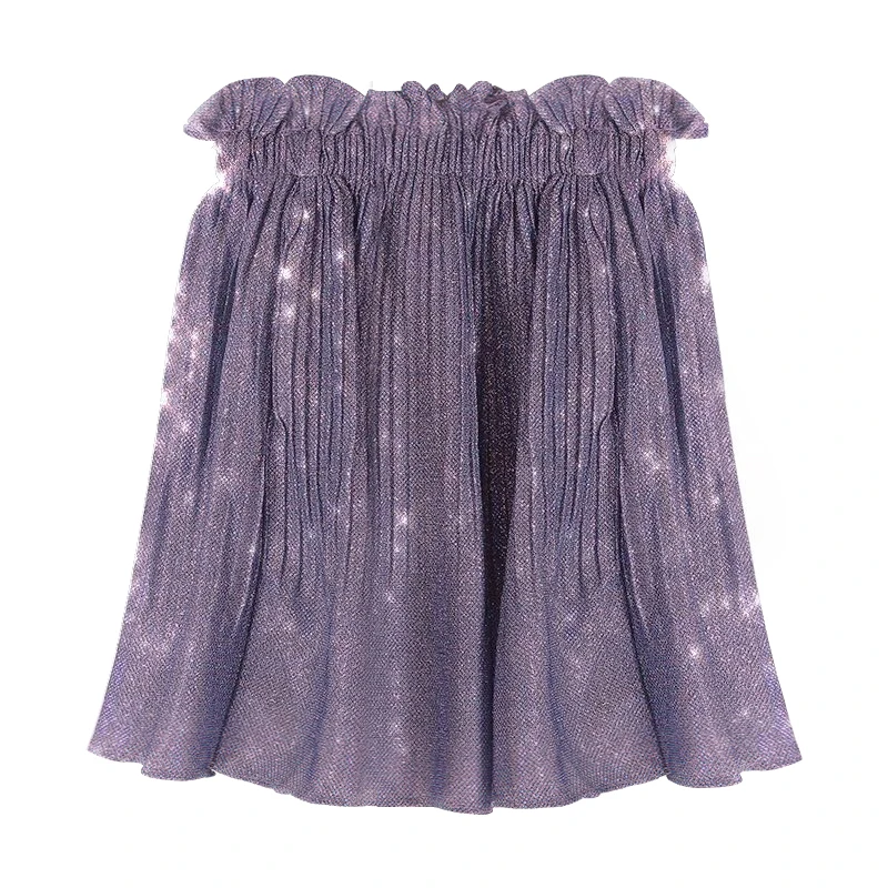 Женская летняя юбка однотонная фиолетовая трапециевидная расклешенная