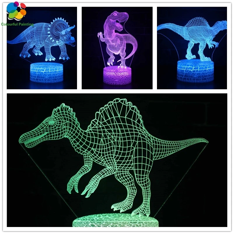 Динозавр дистанционного управления 3D свет светодиодный трещины база Иллюзия