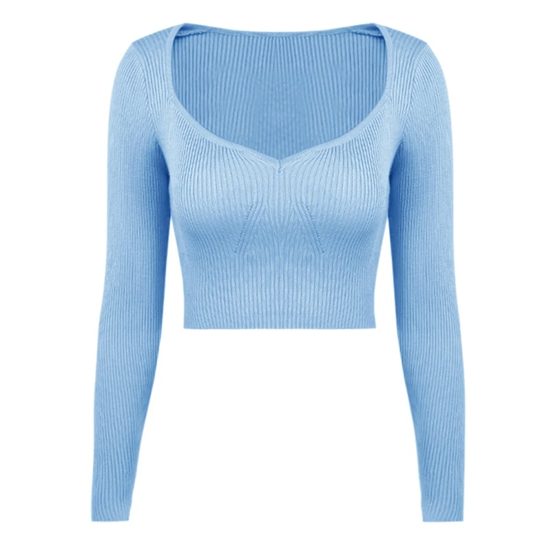 

Sexy Irregular Crop Sweater Solid Sweaters Knitted Sweater Women Pullover Sweater Long Sleeve Tops