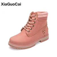 winter warm woman ankle boots lace up round toe female snow boots with fur high quality classic womens footwear plus size