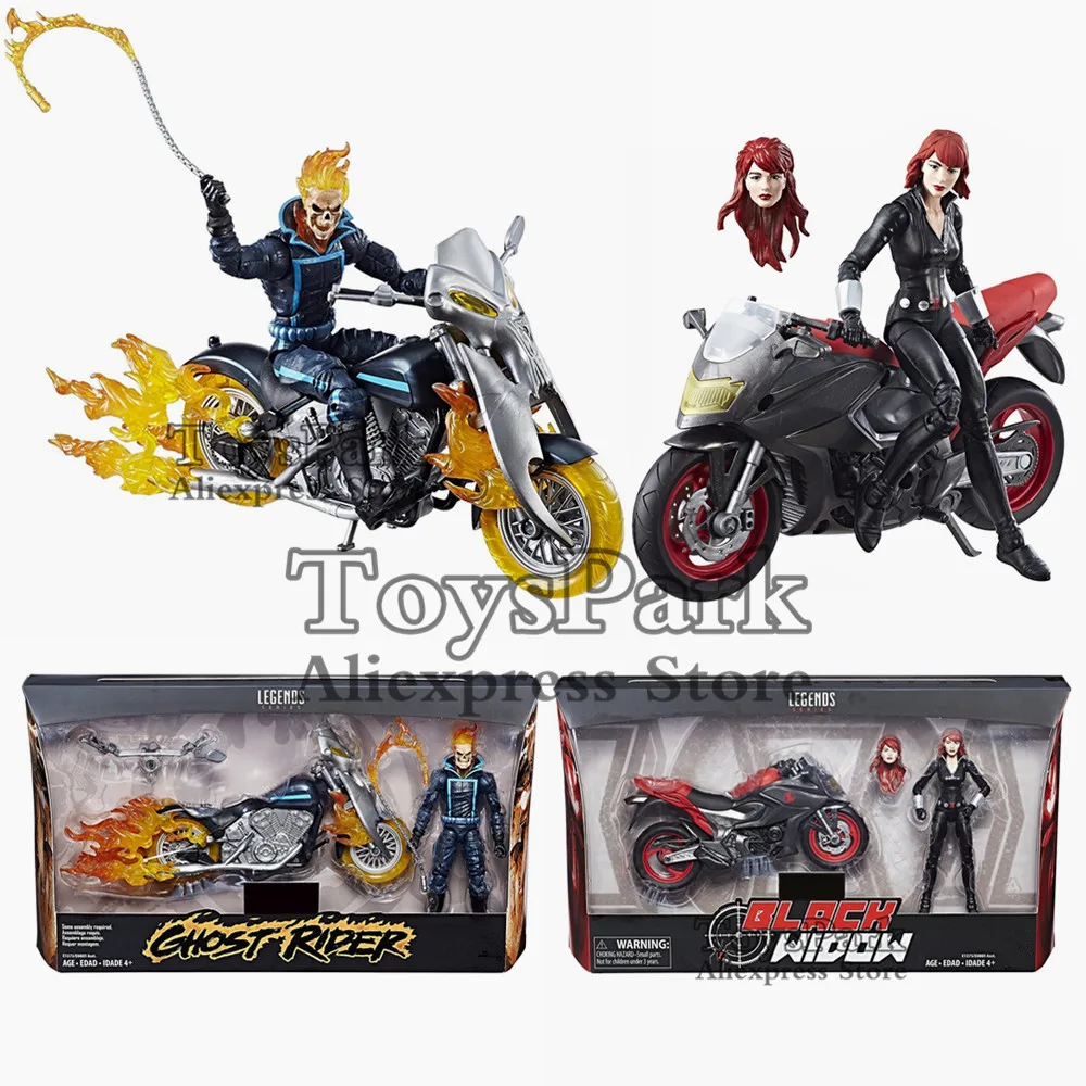 Original Marvel Legends Ghost Rider Black Widow 6" Action Figure With Motorcycle Ultimate Flame Cycle Doll Collectible Toys
