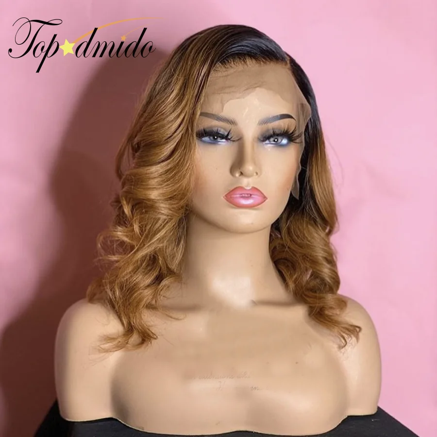 TOPODMIDO медово светлые короткие волосы Боб Короткие парики 8 16 дюймов 13x6x1