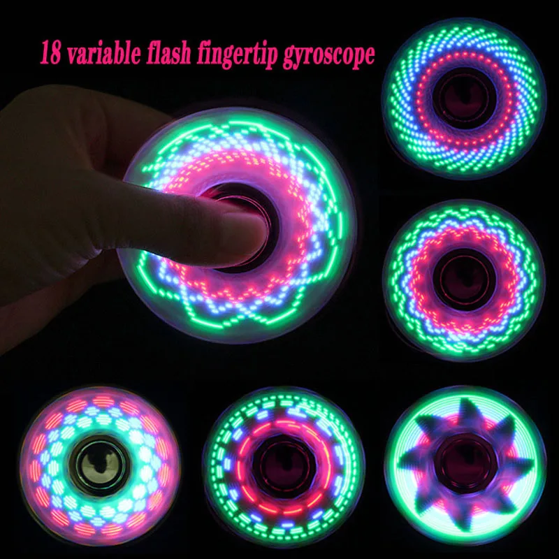 

New electroplating Trifolium 18 variable 36 variable LED flash fingertip top flash word luminous finger top decompression toy