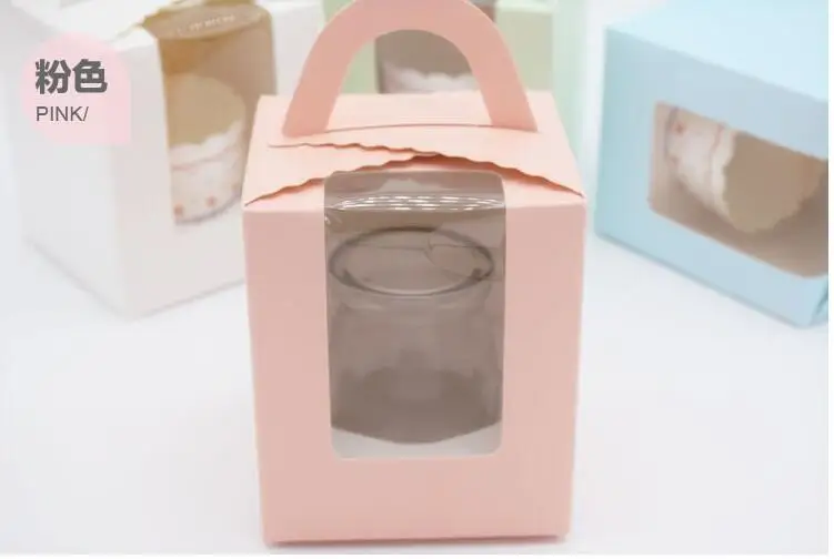 10 шт. маленькая коробка для кексов мини упаковка с ручкой один кекс окно DIY Пудинг