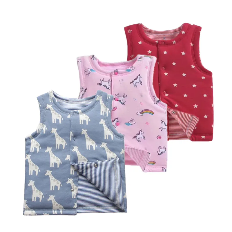 Зимняя Теплая Одежда для новорожденных теплый жилет с рисунком маленьких