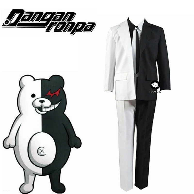 

Anime Danganronpa Monokuma Handcrafted Cosplay Costume Tie Jacket Black White Suit Outfit