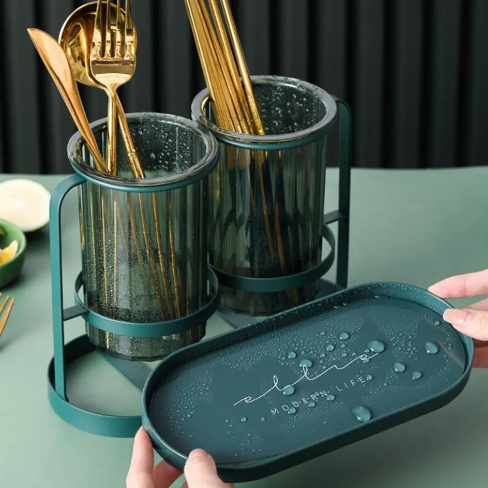 

1Pc Draining Chopsticks Rack Chopsticks Box Chopsticks Holder (Dark Green)