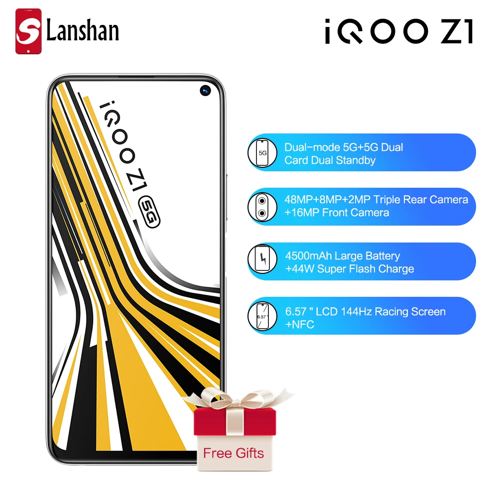 Оригинальный vivo IQOO Z1 двойной режим 5G мобильный телефон 4500 мАч большой