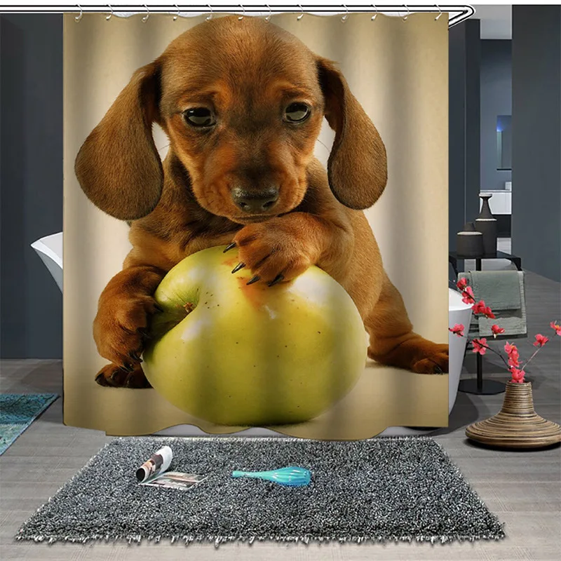 Занавеска для душа с принтом милой собаки занавеска из полиэстера защитой от