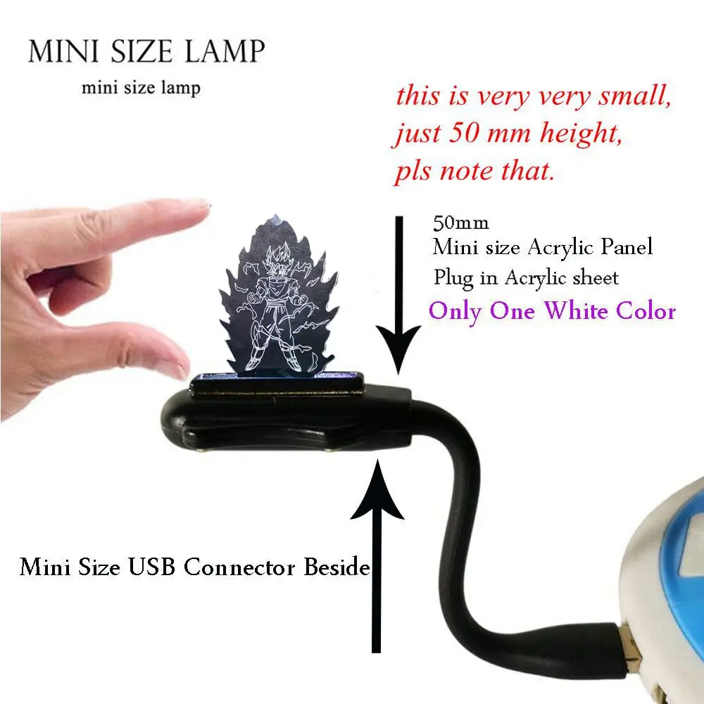 USB Mini white Lamp Многоцветный градиент мечты Скандинавская креативная настольная лампа Dragon Ball Saiyan son Wukong Anger Action Picture светодиодный USB 3D ночник - Испускаемый цвет: USB Mini white Lamp
