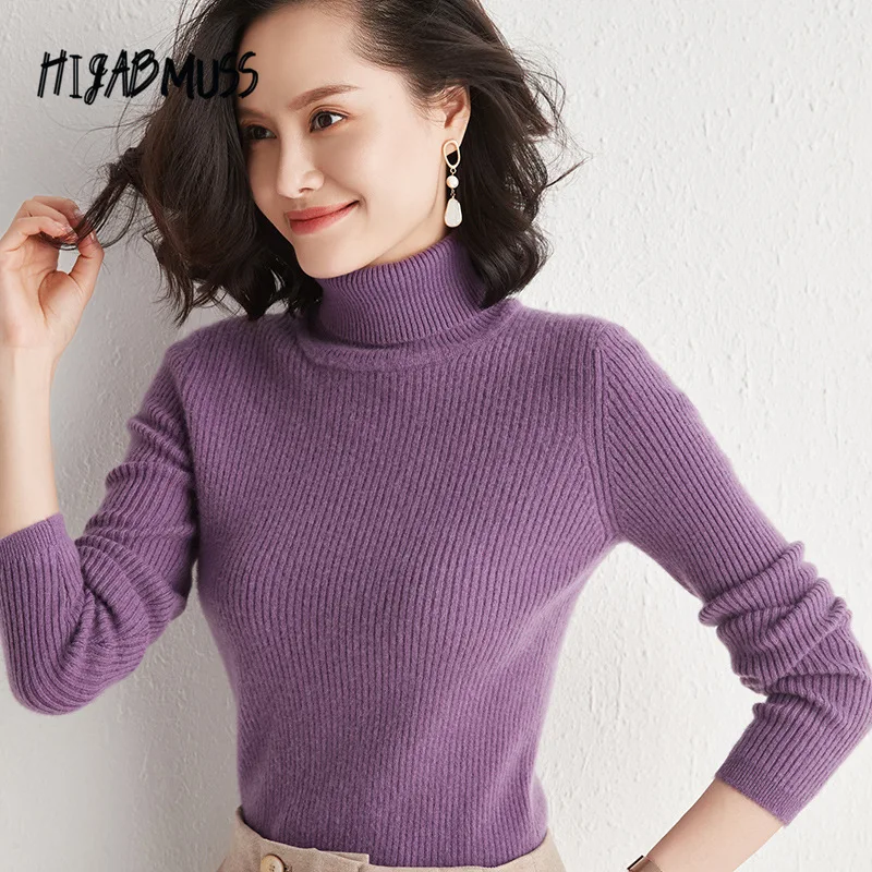 

Осенне-зимняя новая женская одежда, тонкий и темпераментный Повседневный пуловер, вязаный свободный Однотонный женский кашемировый свитер