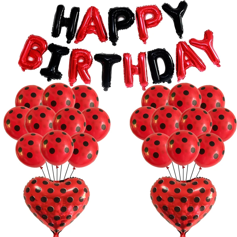 Латексные воздушные шары в горошек божья коровка красный черный цвет украшение