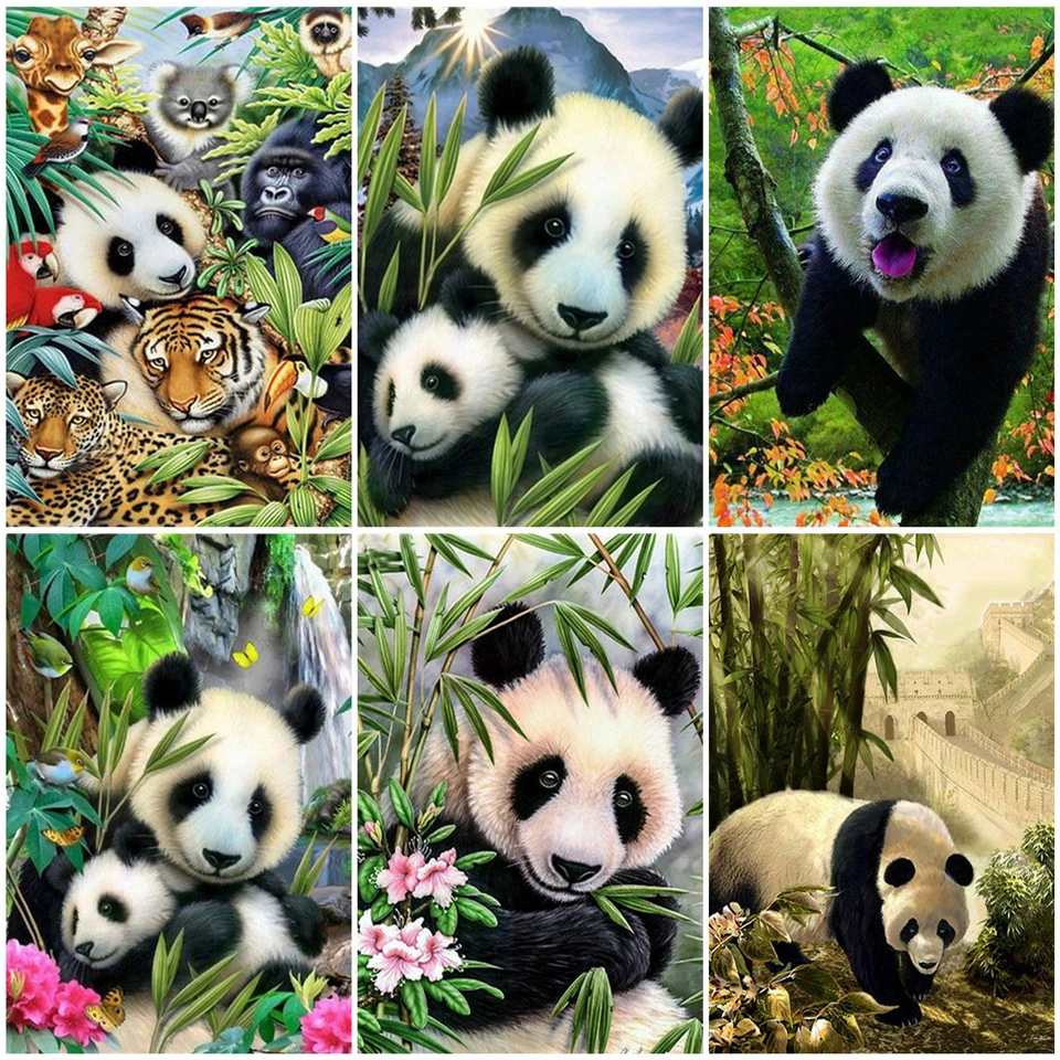Наборы AZQSD для раскрашивания по номерам Panda Unframe DIY акриловая краска уникальный
