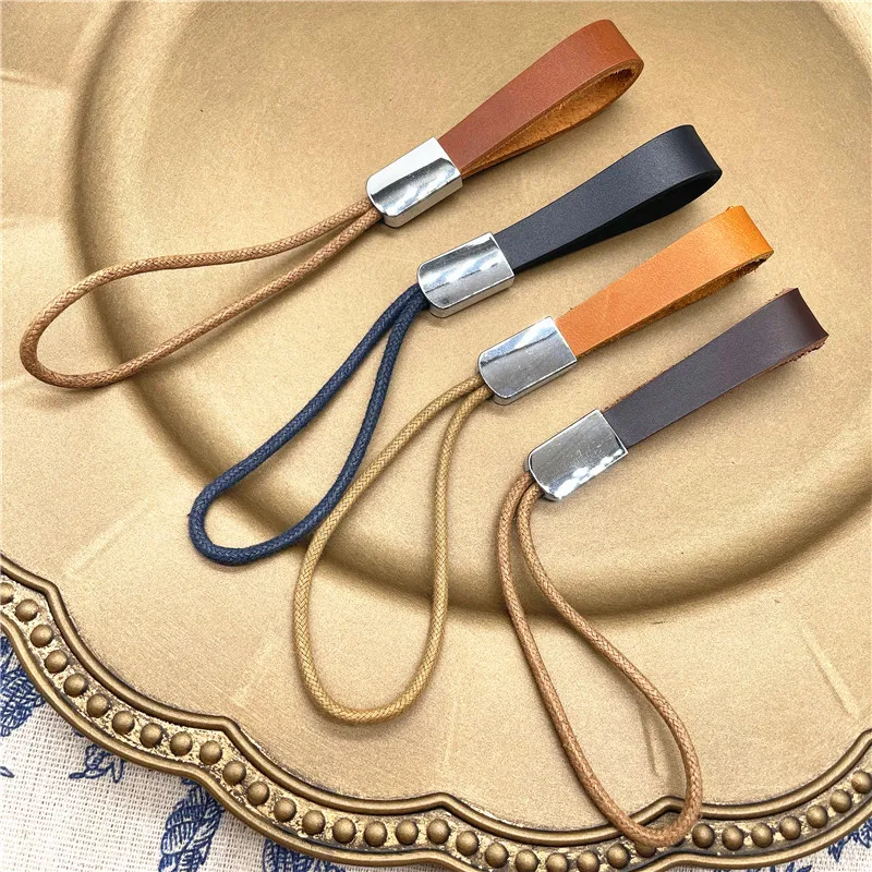 

Genuine Leather Keychain Simple Leather Strap Bag Lanyard Key Chain Waist Wallet Car Keyring Jewelry Gift Anti-lost Finger Rope