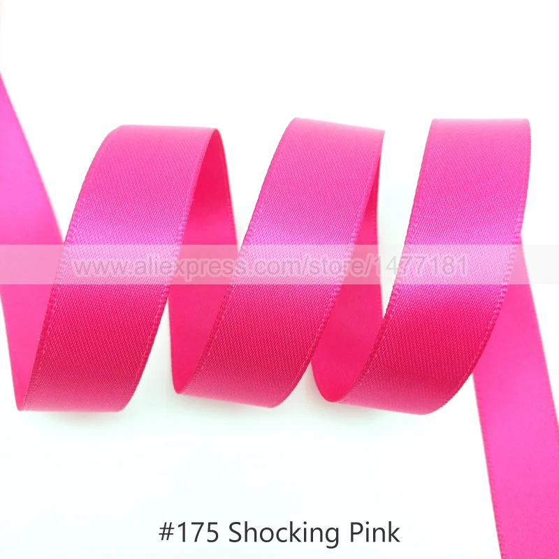 175 Shocking Pink 25 Yards) 6 9 16 25 38 50 мм атласная лента Двусторонняя лента высокого качества полиэстер Двусторонняя лента банты изготовление тканей - Цвет: 175 Shocking Pink