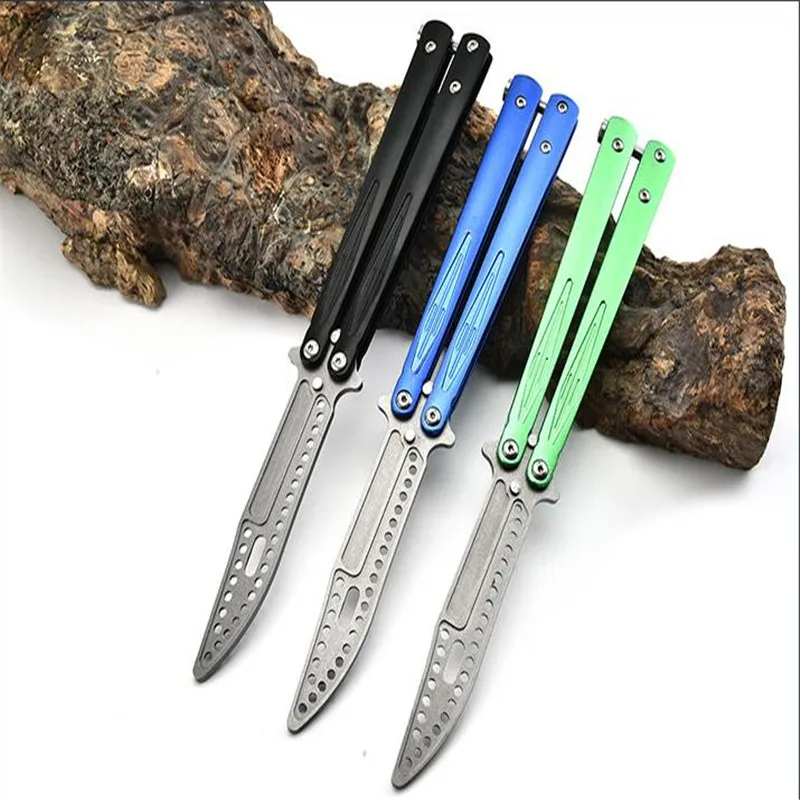 

Stainless Steel Outdoor Light Speed Particle Uncut Flapping Knife With Aluminum Handle Training Knives Gifts For Men