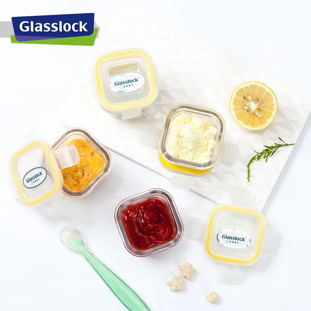 Set of 4 pcs Tempered Glass Baby Food Container Small Storage Box Oragnizer Pudding Dispenser Kitchen Tools Tableware for Kid | Дом и сад