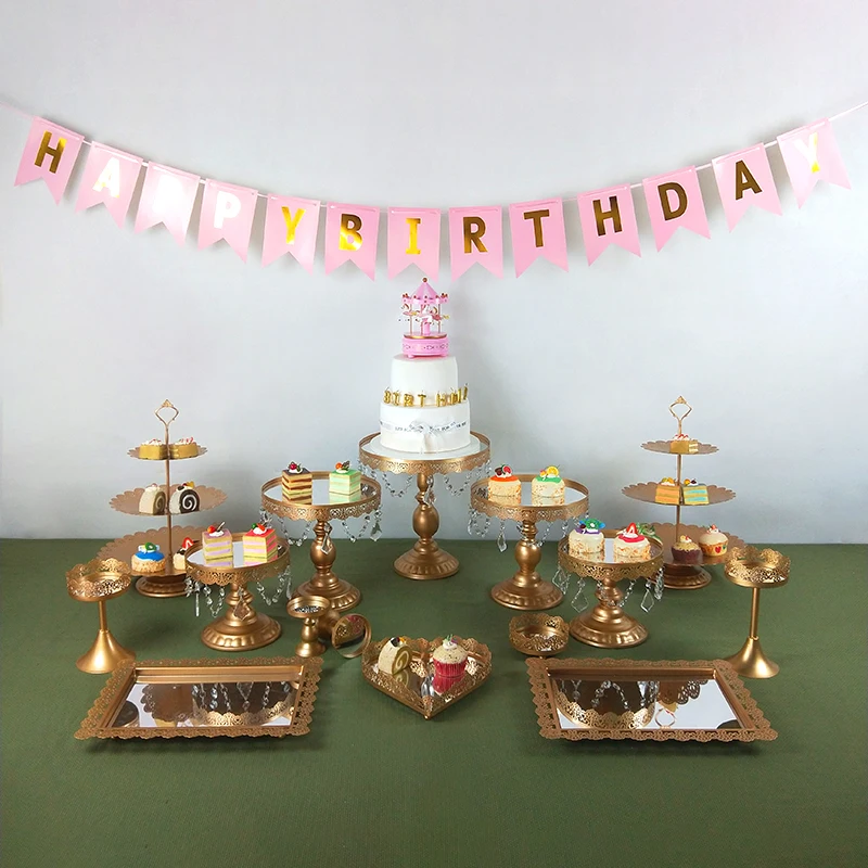 1-15 шт Золотой зеркальный стенд для торта набор круглых металлических
