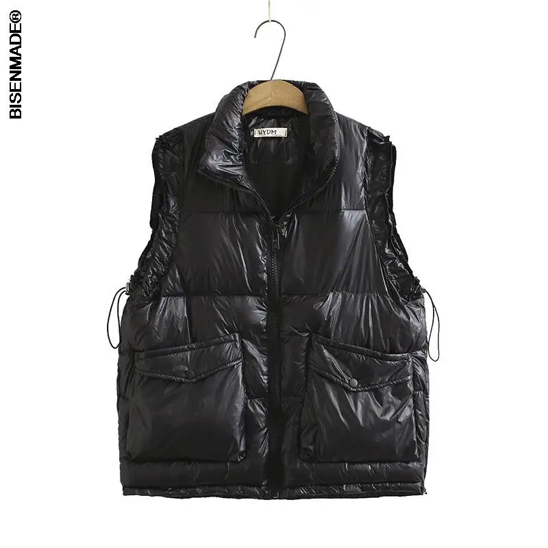 

Winter Women Sleeveless Jacket Plus Size&Curve Clothes 2021 New Motorcycle Short Outerwear Thick Sustans Filling Padded Coat