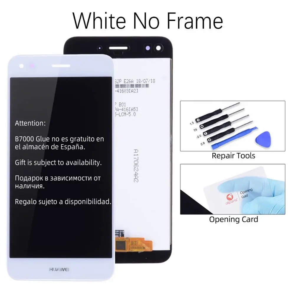 Дисплей для HUAWEI P9 Lite Mini SLA-L22 Y6 Pro LCD в сборе с тачскрином на рамке 5.0'' белый черный - Цвет: White No Frame
